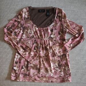 Axcess Pink and Brown Floral Blouse